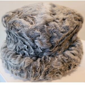 Vintage Women's Persian Lamb Pill Box Silver Grey Hat, Antonovich Furs